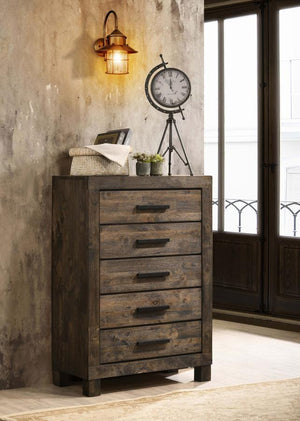 CoasterEveryday - Woodmont - 5-Drawer Chest - Rustic Golden Brown - 5th Avenue Furniture