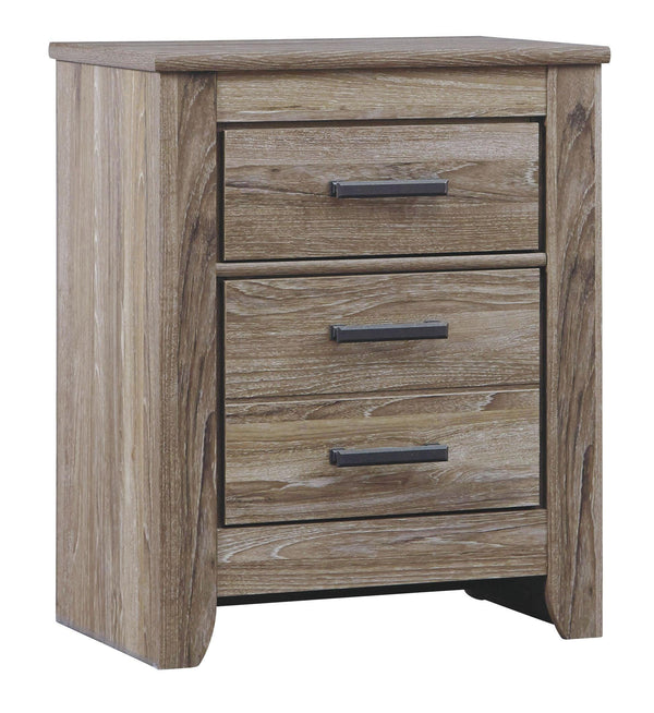 Ashley Furniture - Zelen - Warm Gray - Two Drawer Night Stand - 5th Avenue Furniture