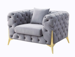 ACME - Jelanea - Chair - Gray Velvet & Gold Finish - 5th Avenue Furniture