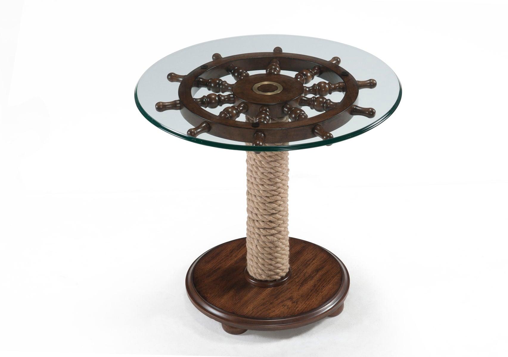 Magnussen Furniture - Beaufort - Round Accent Table With Base And Glass Top - Dark Oak - 5th Avenue Furniture