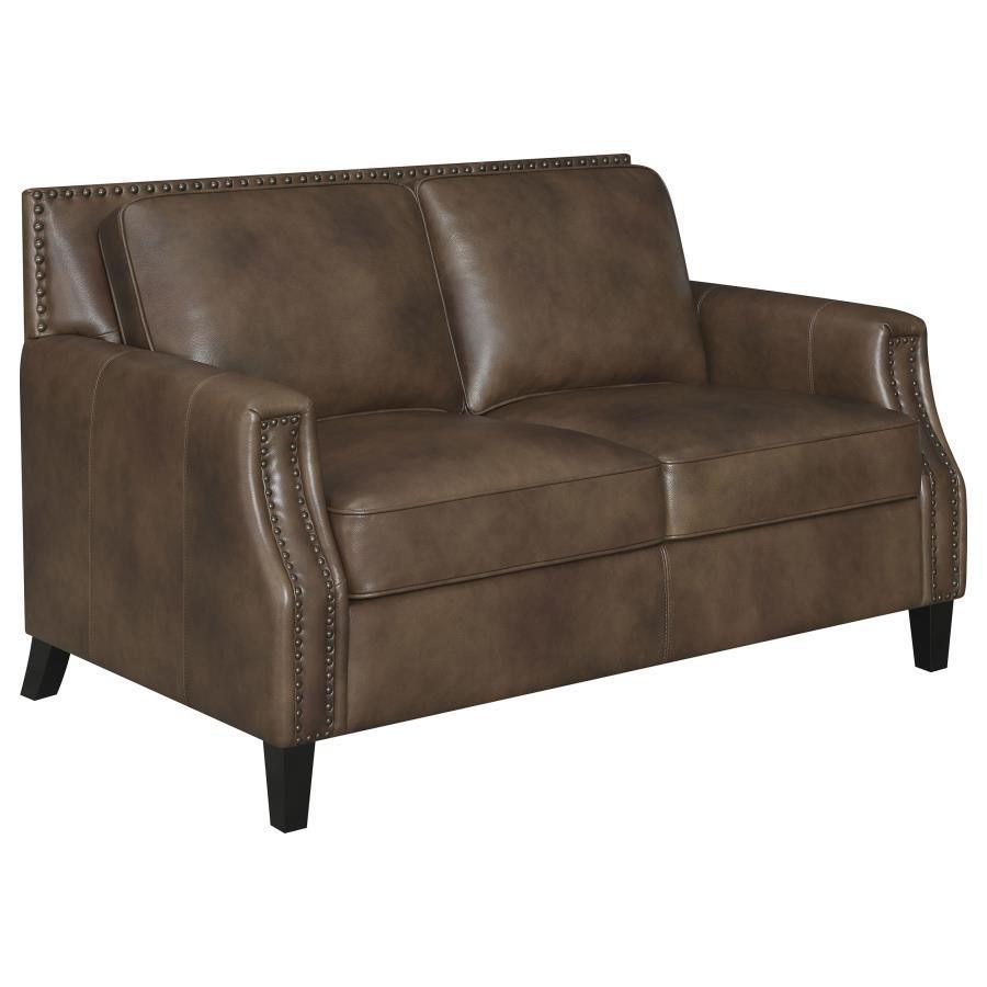 CoasterElevations - Leaton - Upholstered Recessed Arms Loveseat - Brown Sugar - 5th Avenue Furniture