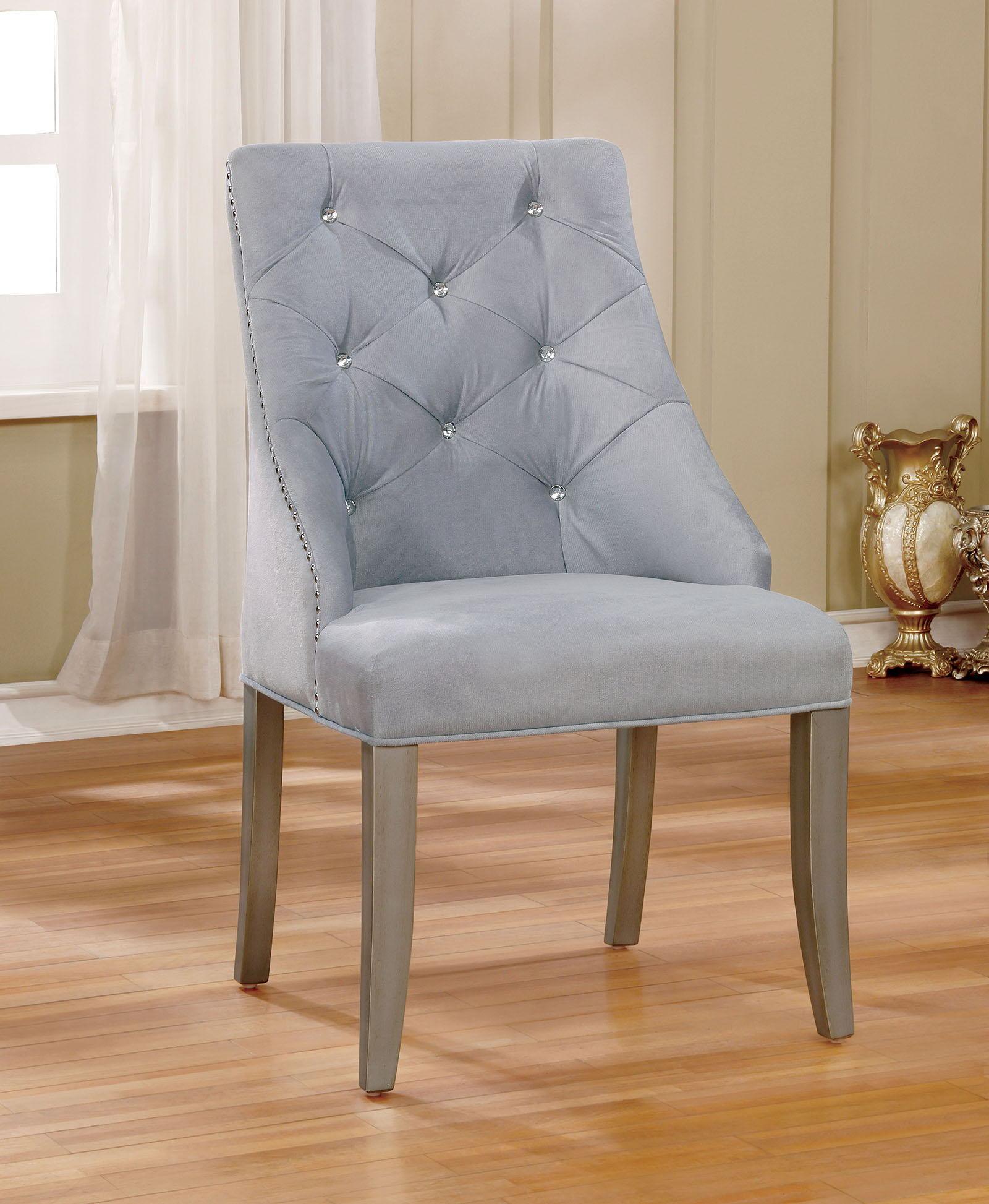 Furniture of America - Diocles - Side Chair (Set of 2) - Silver / Gray - 5th Avenue Furniture