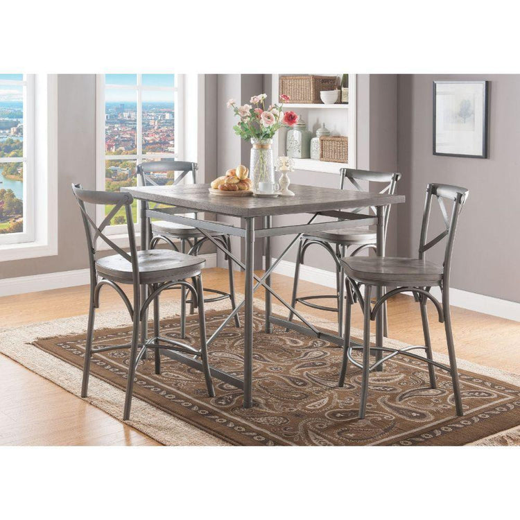 ACME - Kaelyn II - Counter Height Table - Gray Oak & Sandy Gray - 5th Avenue Furniture