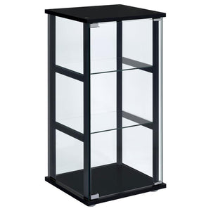 CoasterEveryday - Cyclamen - 3-Shelf Glass Curio Cabinet - Black And Clear - 5th Avenue Furniture