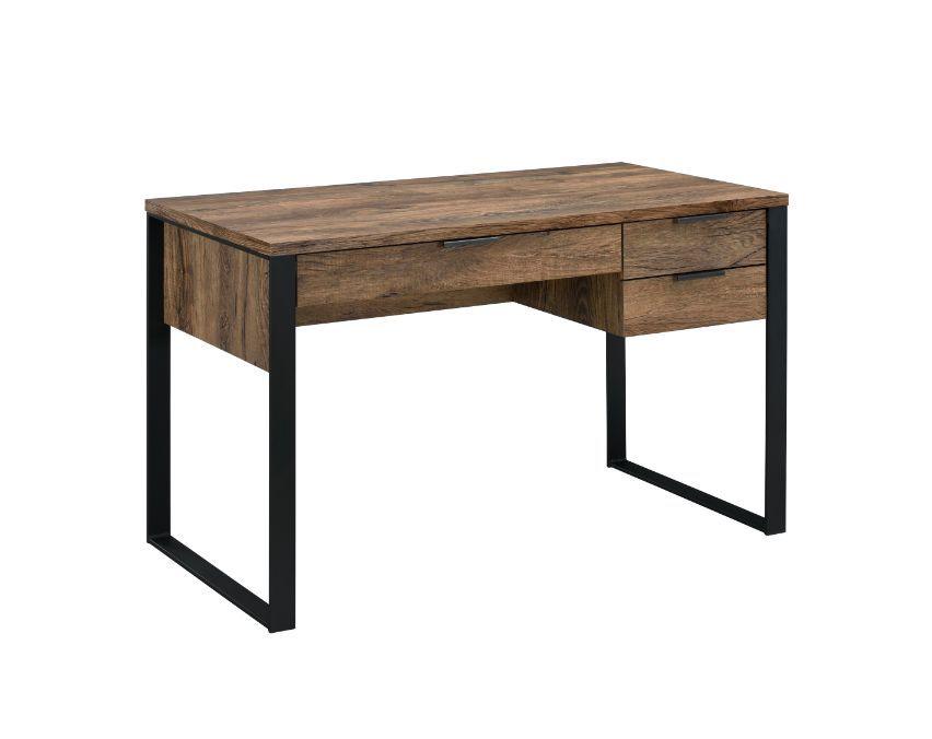 ACME - Aflo - Writing Desk - Weathered Oak & Black Finish - 5th Avenue Furniture
