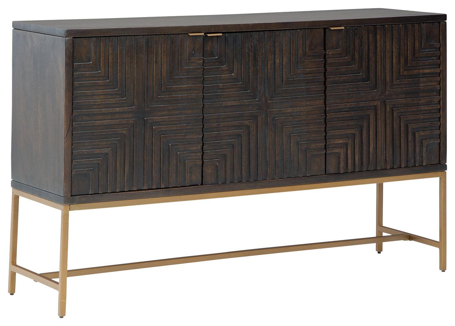 Ashley Furniture - Elinmore - Brown / Gold Finish - Accent Cabinet - 5th Avenue Furniture