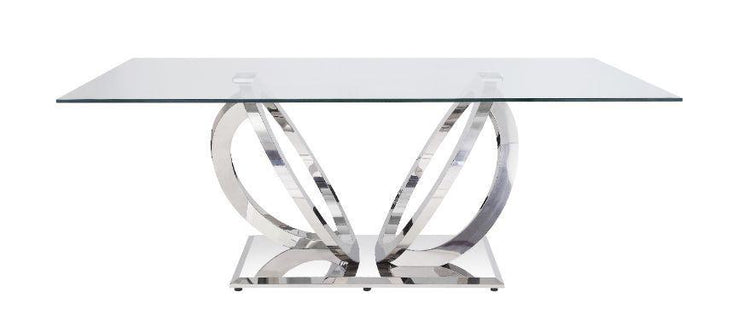 ACME - Finley - Dining Table - Clear Glass & Mirrored Silver Finish - 5th Avenue Furniture