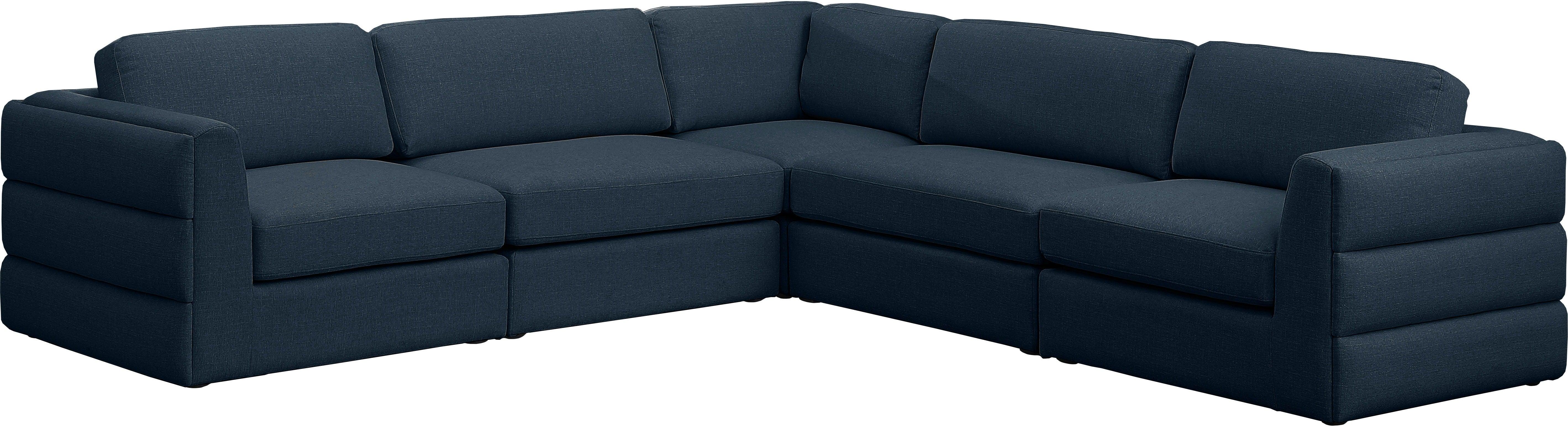 Meridian Furniture - Beckham - Modular Sectional 5 Piece - Navy - Modern & Contemporary - 5th Avenue Furniture