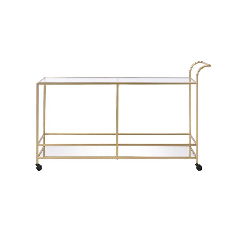 ACME - Kenda - Serving Cart - Clear Glass, Mirrored & Gold - 5th Avenue Furniture