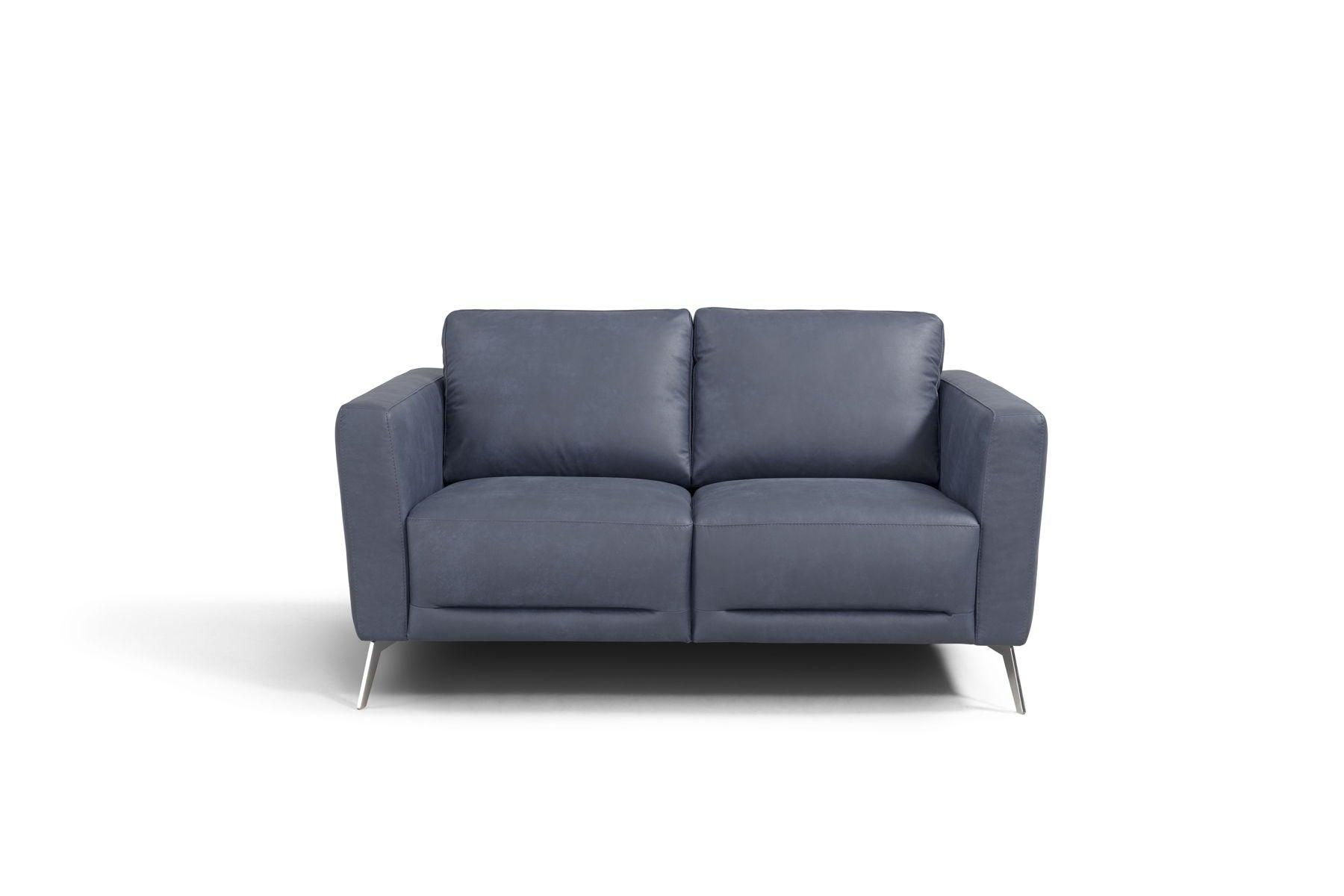 ACME - Astonic - Loveseat - Blue Leather - 5th Avenue Furniture