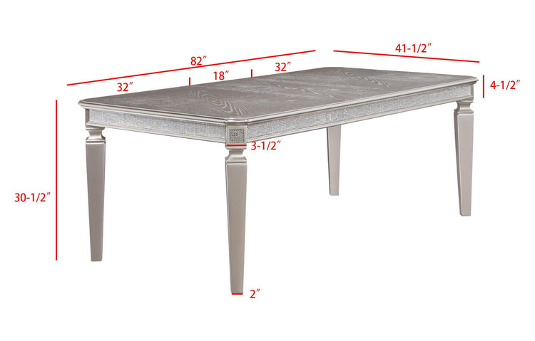 Crown Mark - Klina - Dining Table (1 X 18 Leaf) - Pearl Silver - 5th Avenue Furniture