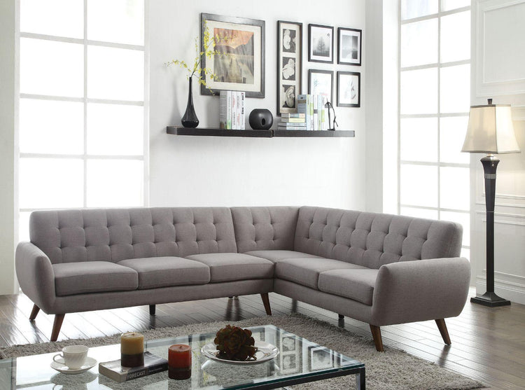 ACME - Essick - Sectional Sofa - Light Gray Linen - 5th Avenue Furniture