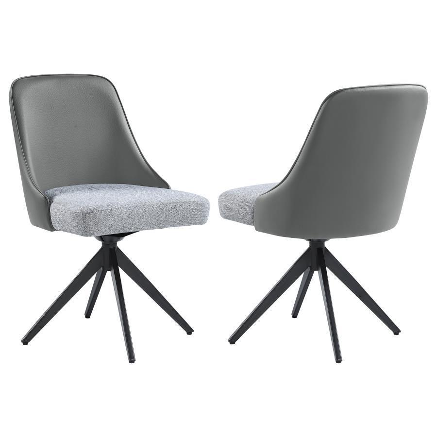 CoasterEssence - Paulita - Upholstered Swivel Side Chairs (Set of 2) - Gray And Gunmetal - 5th Avenue Furniture