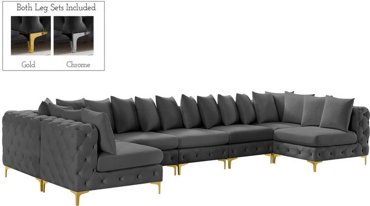 Meridian Furniture - Tremblay - Modular Sectional 7 Piece - Gray - Fabric - 5th Avenue Furniture