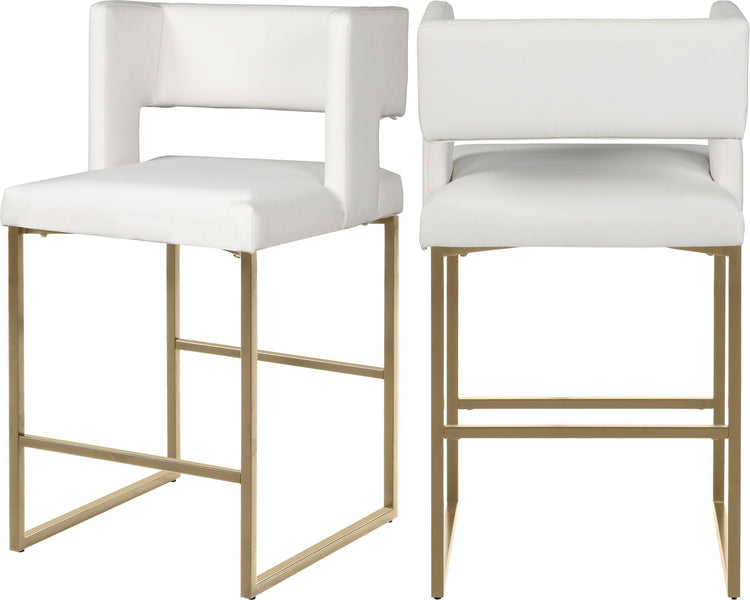 Meridian Furniture - Caleb - Counter Stool with Gold Legs (Set of 2) - 5th Avenue Furniture