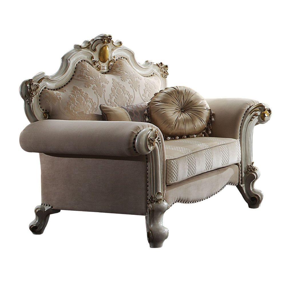 ACME - Picardy - Chair - Fabric & Antique Pearl - 46" - 5th Avenue Furniture