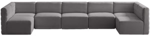 Meridian Furniture - Quincy - Modular Sectional 7 Piece - Grey - Fabric - 5th Avenue Furniture