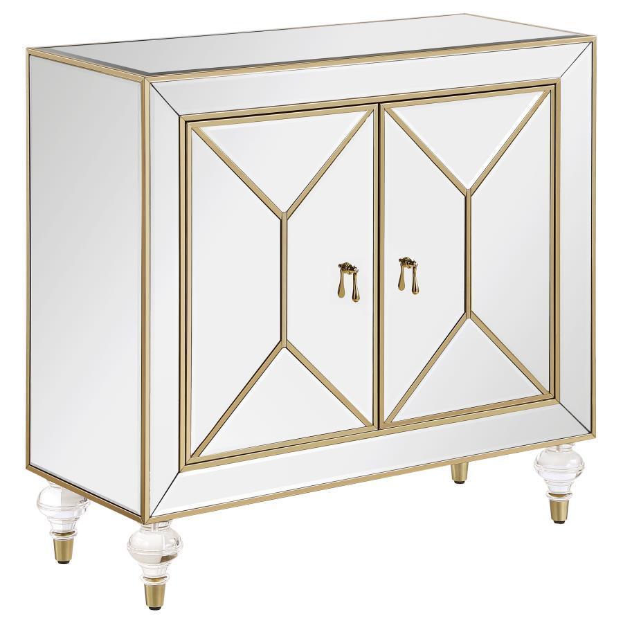 CoasterEssence - Lupin - 2-Door Accent Cabinet - Mirror And Champagne - 5th Avenue Furniture