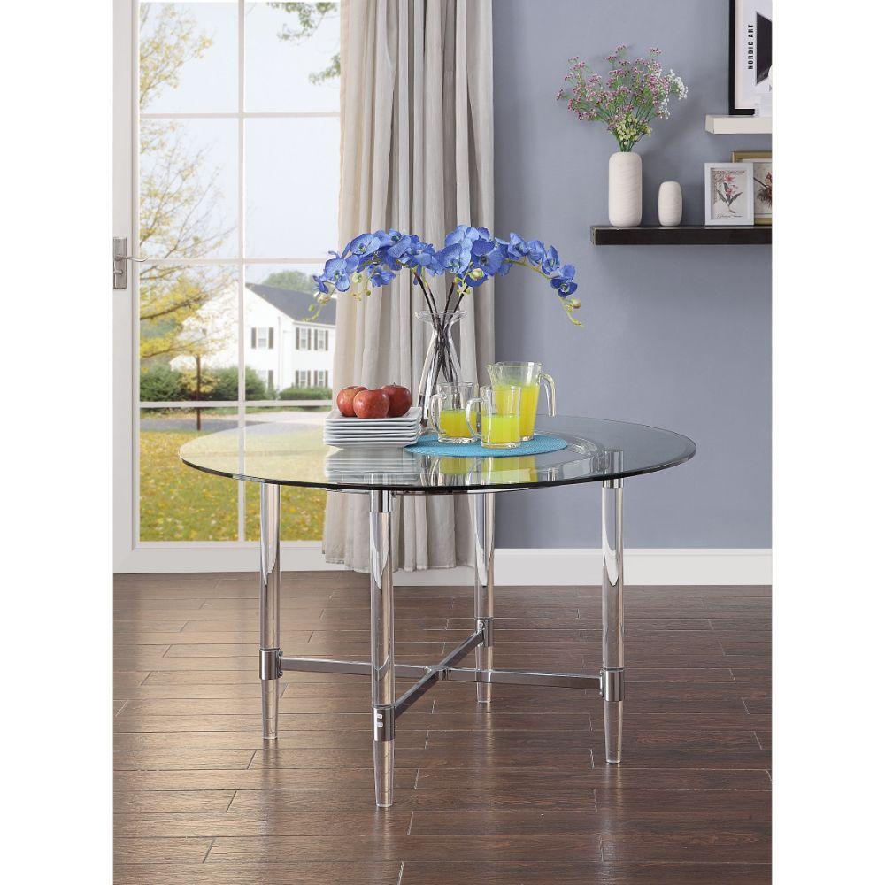 ACME - Daire - Dining Table - Chrome & Clear Glass - 5th Avenue Furniture