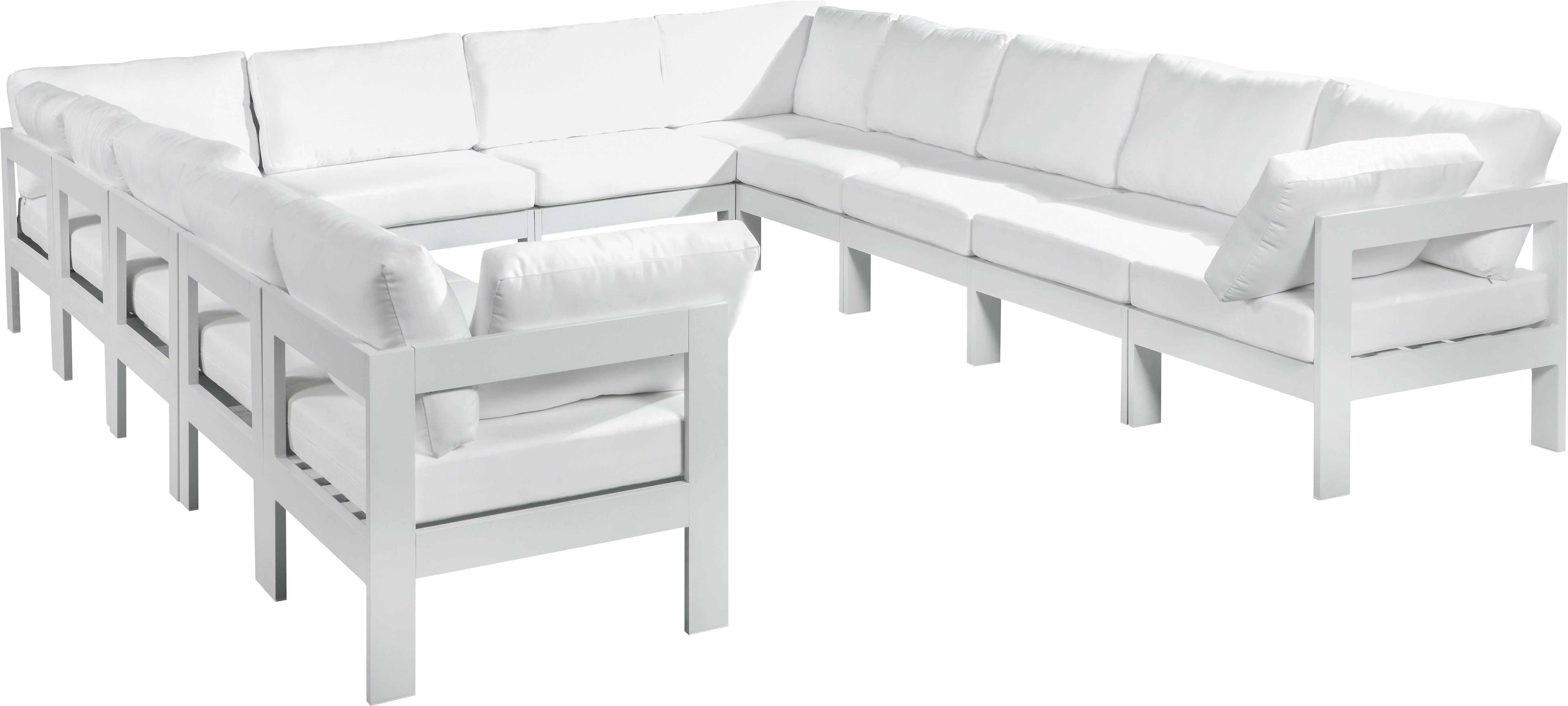 Meridian Furniture - Nizuc - Outdoor Patio Modular Sectional 12 Piece - White - Fabric - 5th Avenue Furniture
