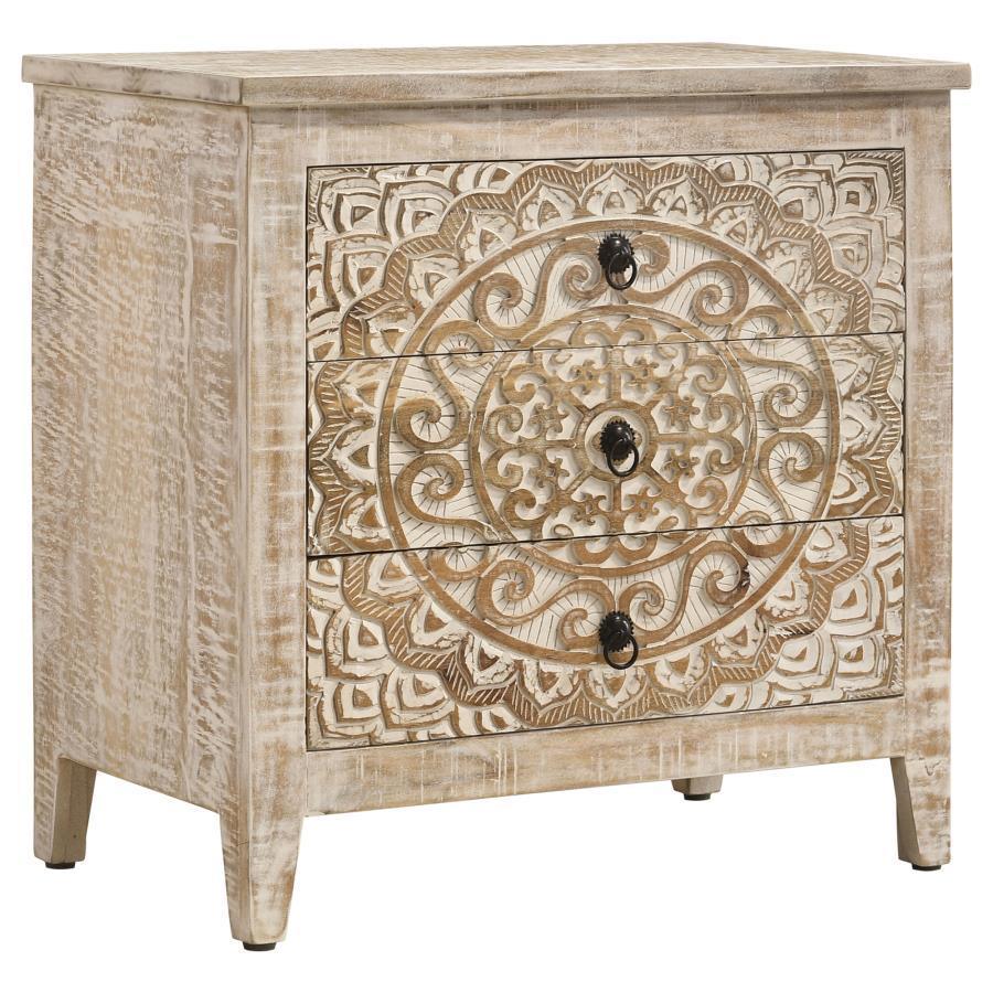 Coaster Fine Furniture - Mariska - 3-Drawer Wooden Accent Cabinet - White Distressed - 5th Avenue Furniture