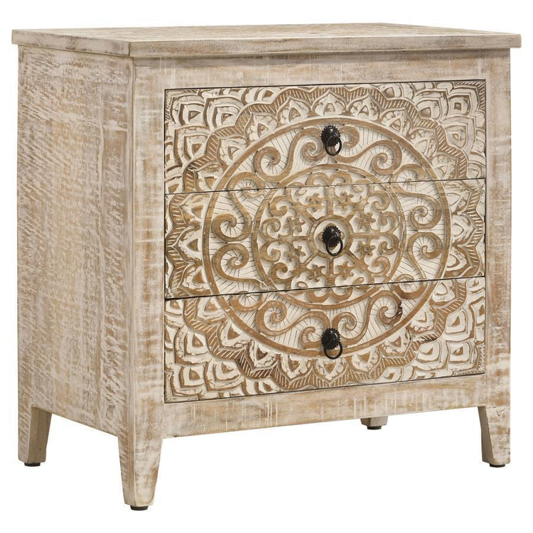 Coaster Fine Furniture - Mariska - 3-Drawer Wooden Accent Cabinet - White Distressed - 5th Avenue Furniture