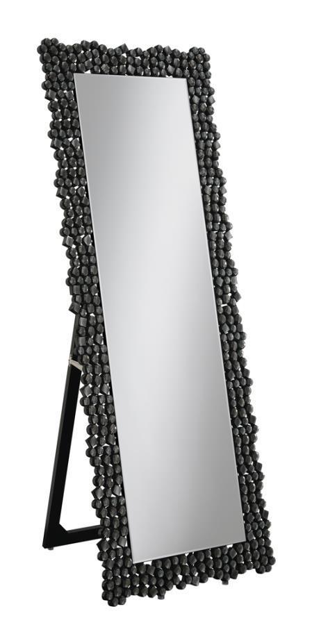 CoasterEveryday - Mckay - Textural Frame Cheval Floor Mirror - Silver And Smoky Gray - 5th Avenue Furniture