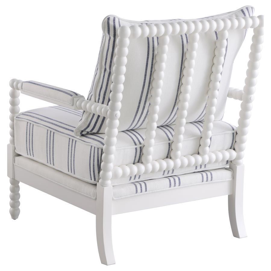 CoasterElevations - Blanchett - Upholstered Accent Chair With Spindle Accent - White And Navy - 5th Avenue Furniture