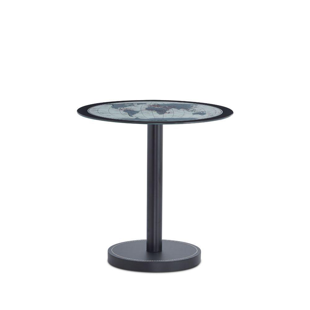 ACME - Boli - End Table - Black & Map Glass - 5th Avenue Furniture