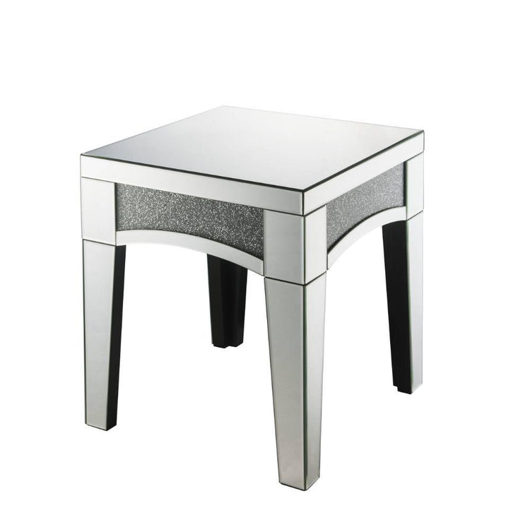 ACME - Nowles - End Table - Mirrored & Faux Stones - 5th Avenue Furniture