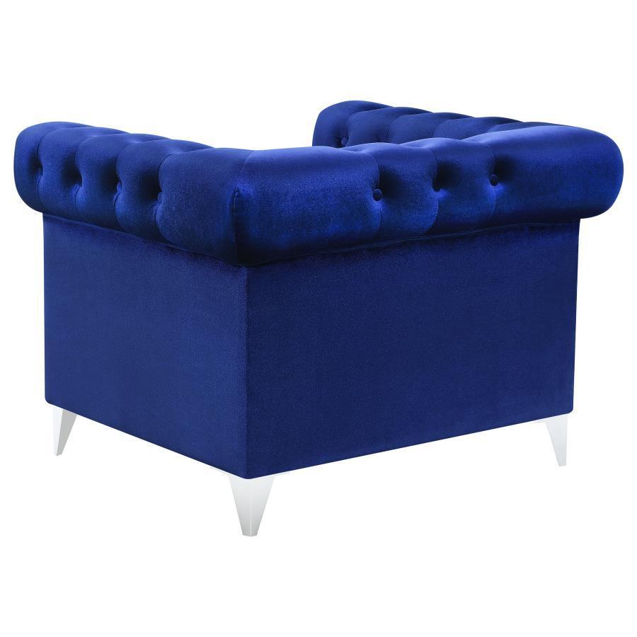 CoasterEssence - Bleker - Tufted Tuxedo Arm Chair - Blue - 5th Avenue Furniture