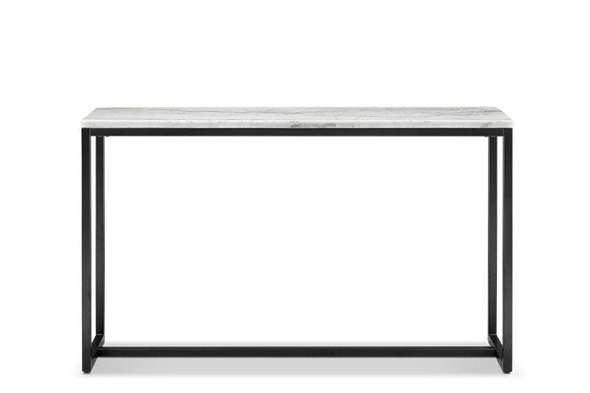 Magnussen Furniture - Torin - Rectangular Sofa Table - White Marble And Matte Black - 5th Avenue Furniture