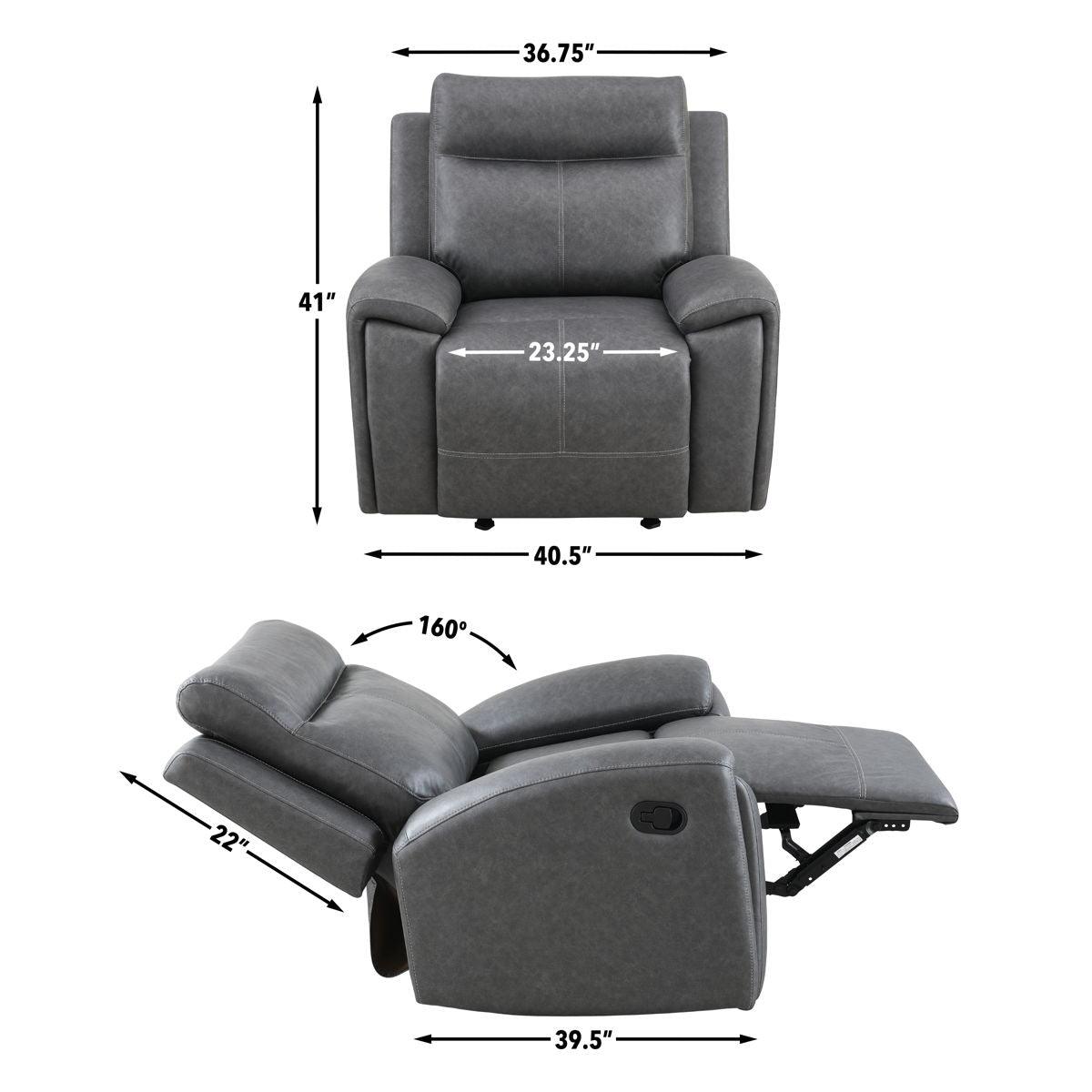 Steve Silver Furniture - Gaston - Manual Recliner - Gray - 5th Avenue Furniture