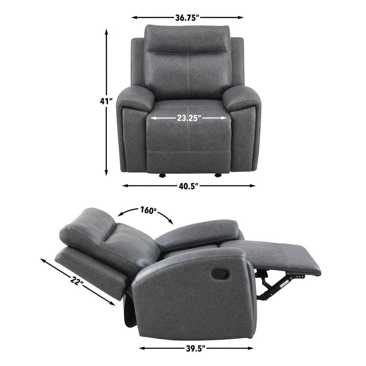 Steve Silver Furniture - Gaston - Manual Recliner - Gray - 5th Avenue Furniture