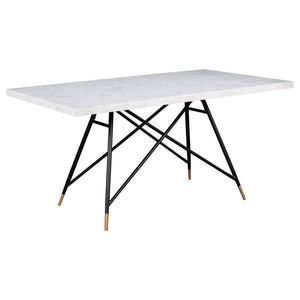 Coaster Fine Furniture - Gabrielle - 5 Piece Marble Top Rectangular Dining Table Set - White And Gray - 5th Avenue Furniture