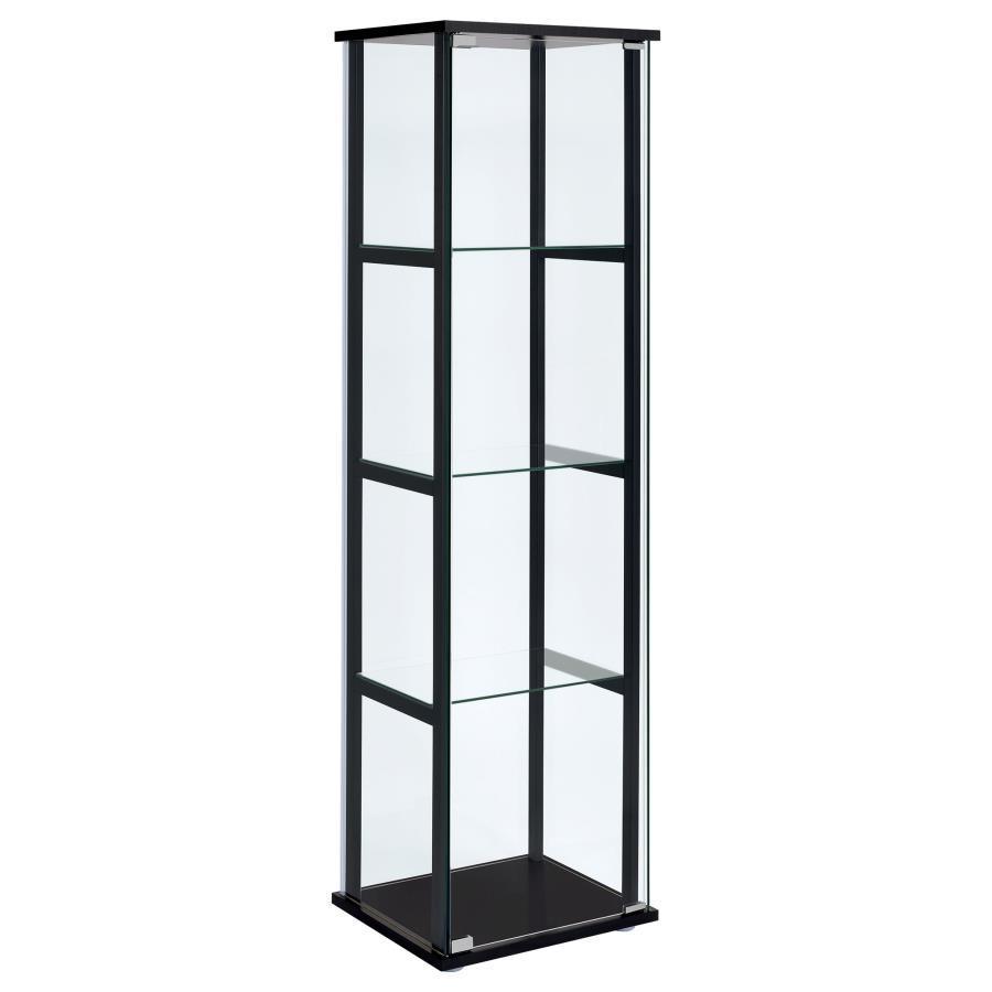 CoasterEveryday - Cyclamen - 4-Shelf Glass Curio Cabinet - Black And Clear - 5th Avenue Furniture