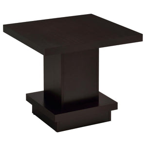 CoasterEveryday - Reston - Pedestal Square End Table - Cappuccino - 5th Avenue Furniture