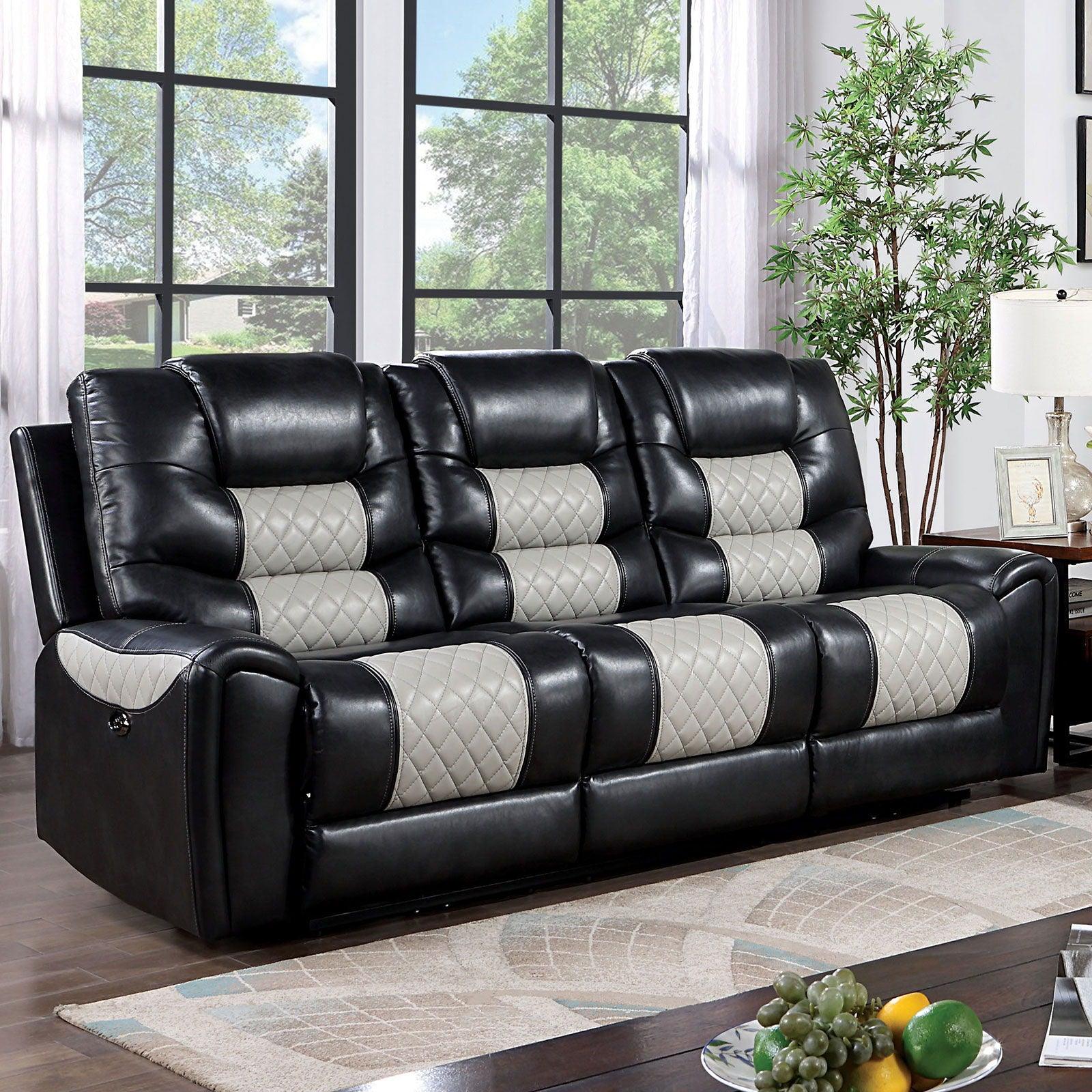 Furniture of America - Leipzig - Power Sofa - Black / Light Gray - 5th Avenue Furniture