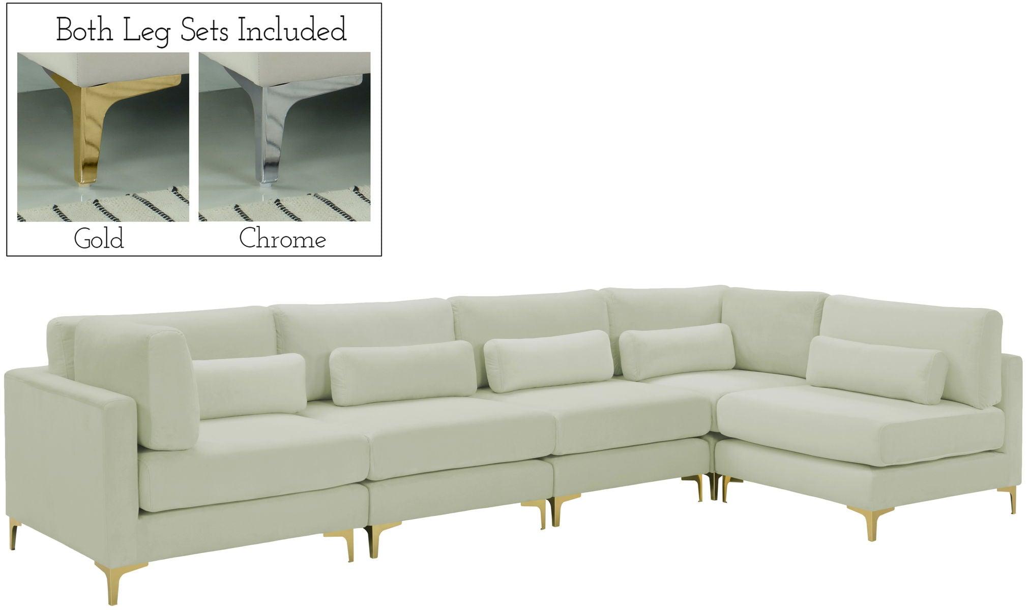 Meridian Furniture - Julia - Modular Sectional 5 Piece - Cream - 5th Avenue Furniture