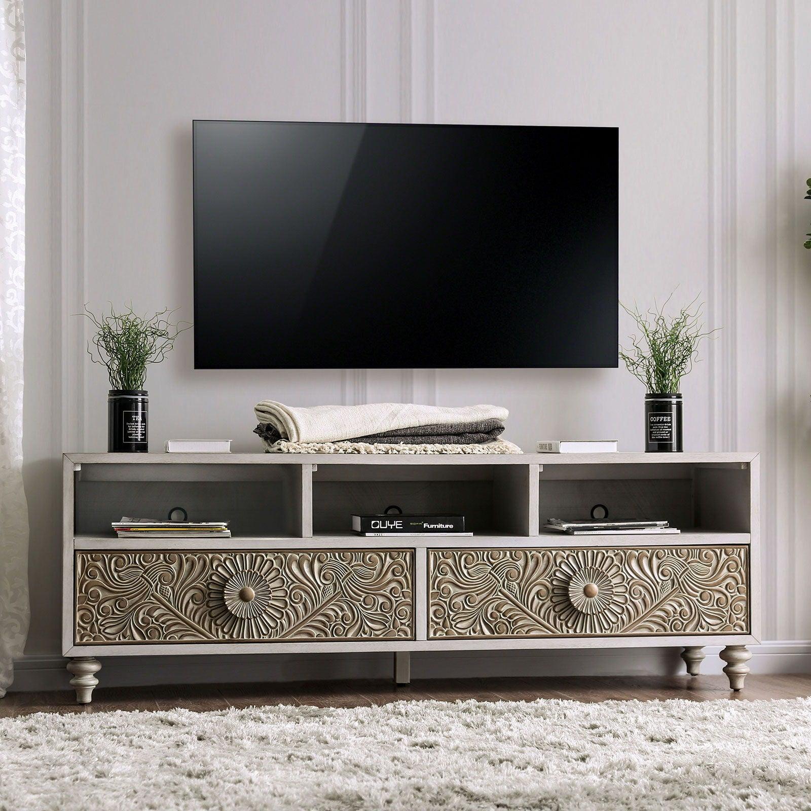 Furniture of America - Jakarta - TV Stand - Antique White - 5th Avenue Furniture