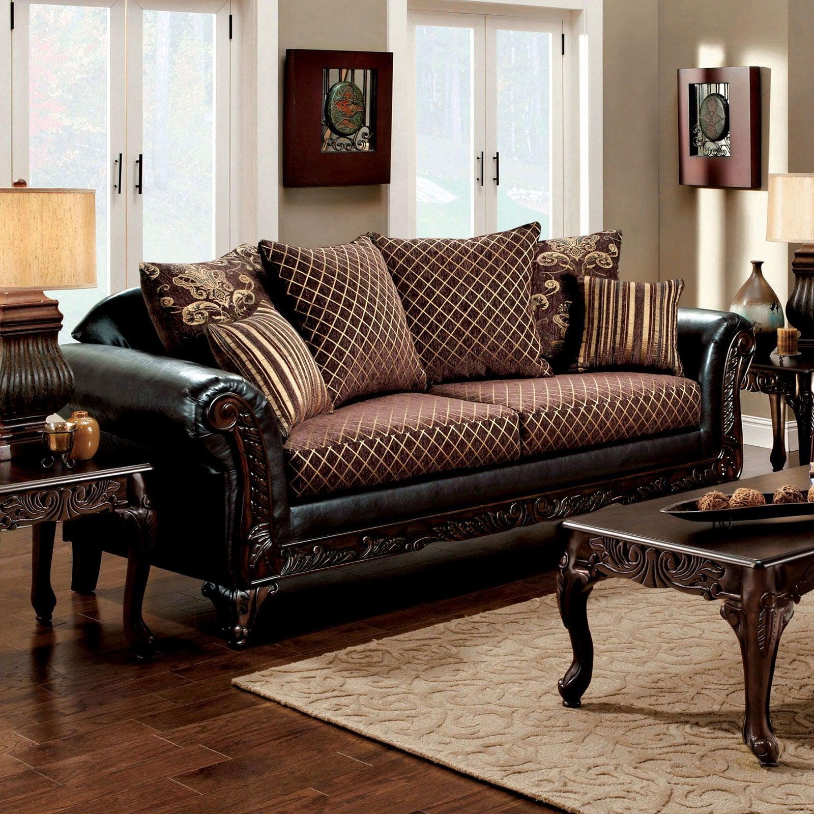 Furniture of America - San Roque - Sofa - Brown / Espresso / Dark Cherry - 5th Avenue Furniture