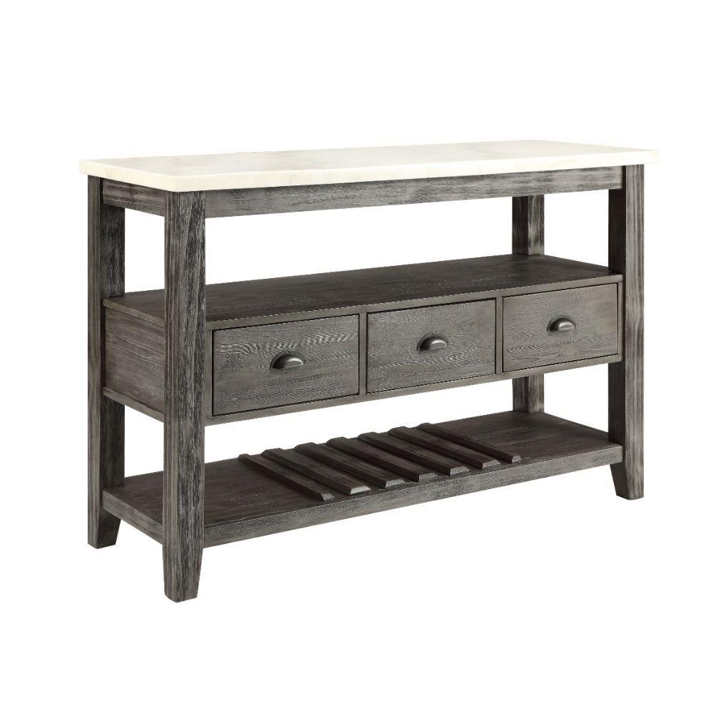 ACME - Merel - Server - White Marble & Gray Oak - 5th Avenue Furniture