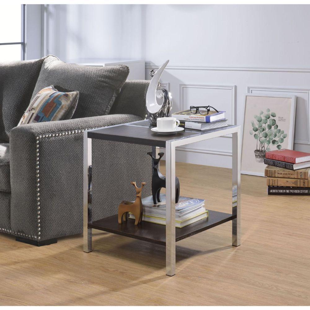 ACME - Jethro - End Table - Espresso & Chrome - 5th Avenue Furniture