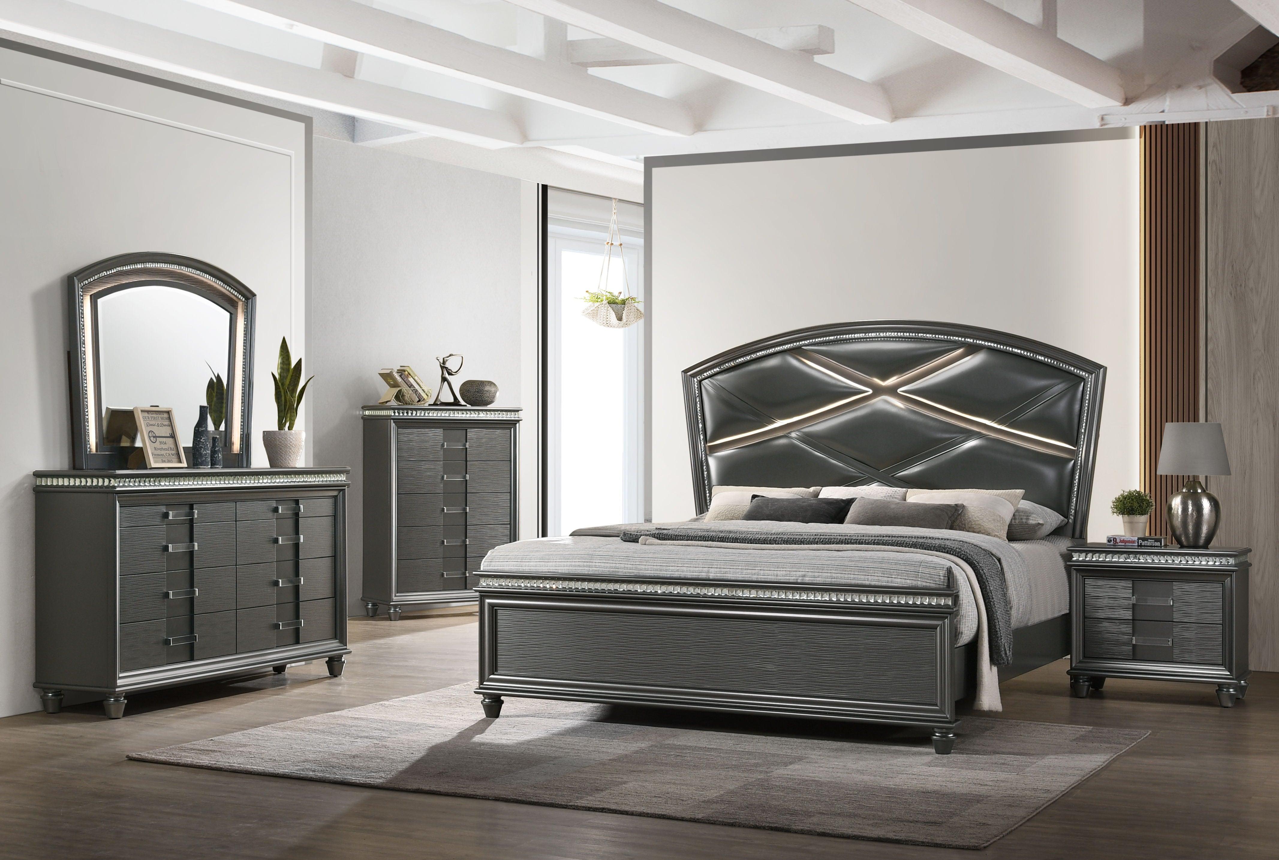 Crown Mark - Adira - Nightstand - Gray - 5th Avenue Furniture