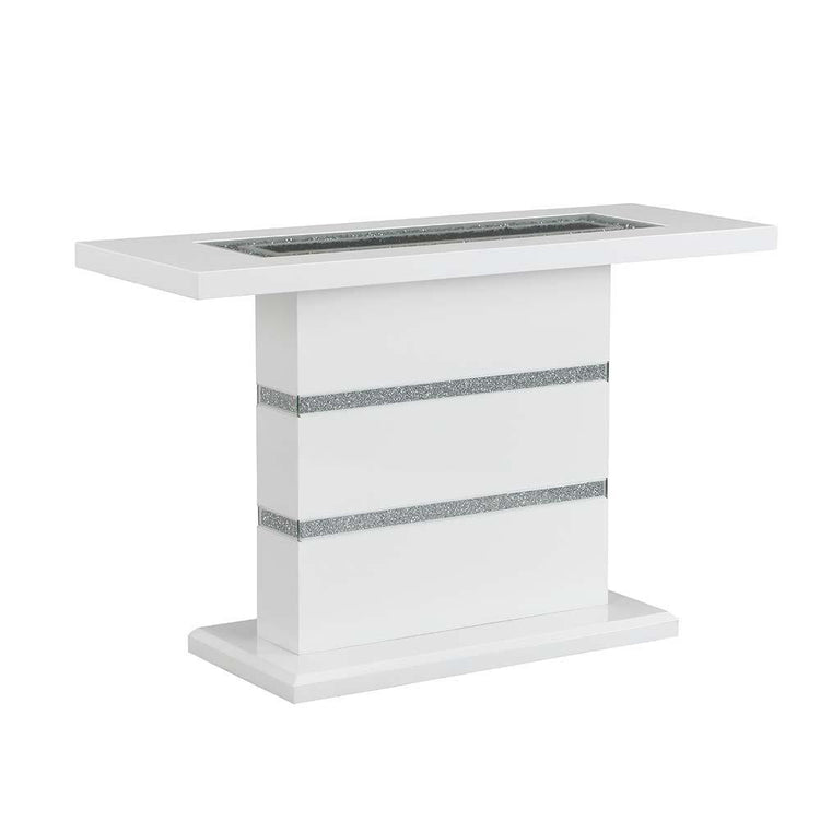 ACME - Elizaveta - Console Table - Faux Crystal Diamonds & White High Gloss Finish - 5th Avenue Furniture