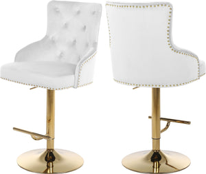 Meridian Furniture - Claude - Adjustable Stool with Gold Base - 5th Avenue Furniture