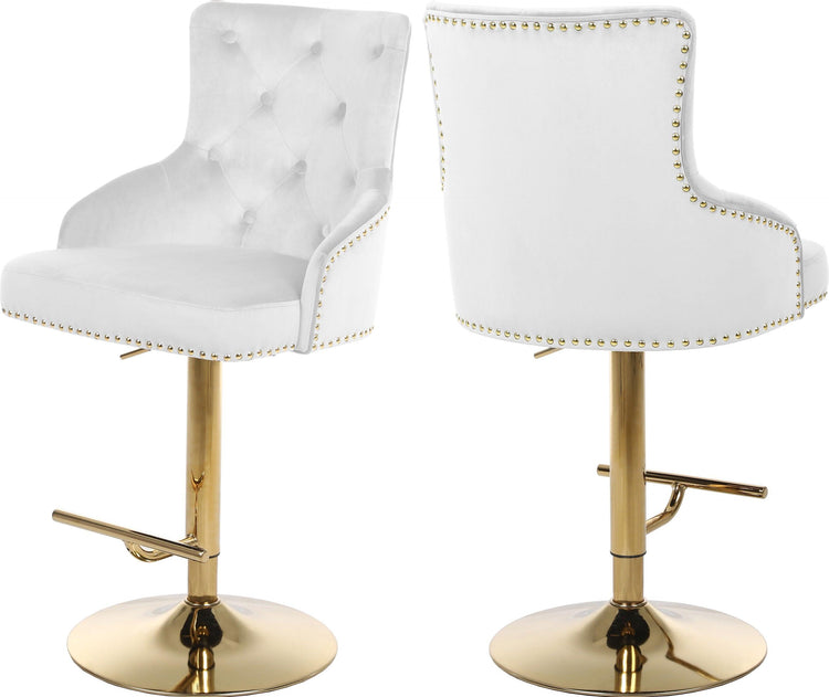 Meridian Furniture - Claude - Adjustable Stool with Gold Base - 5th Avenue Furniture