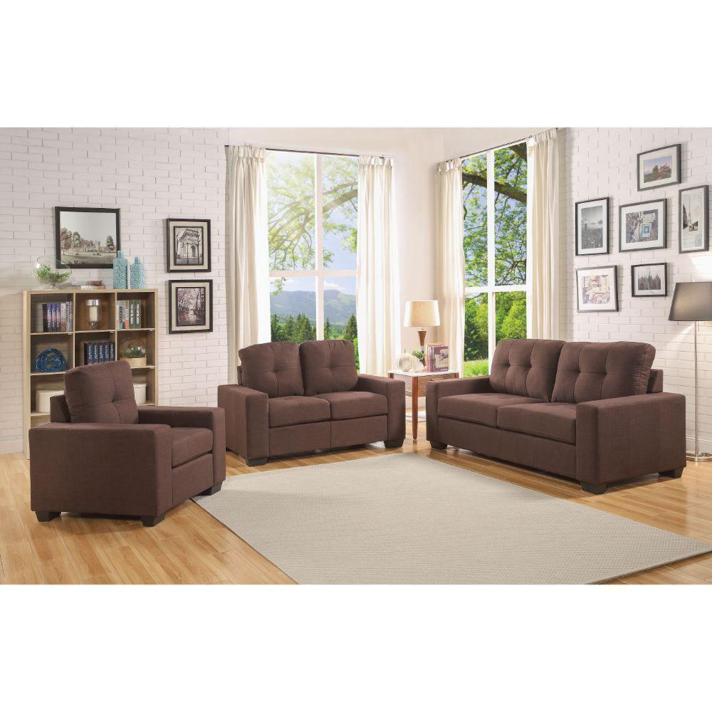 ACME - Platinum III - Loveseat - Chocolate Fabric - 5th Avenue Furniture