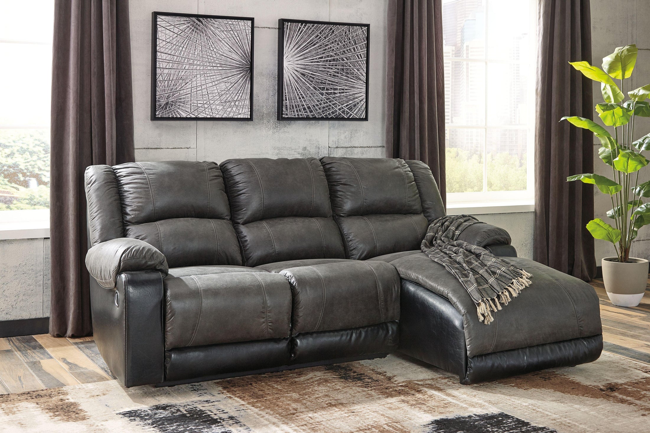 Signature Design by Ashley® - Nantahala - Reclining Sectional With Chaise - 5th Avenue Furniture