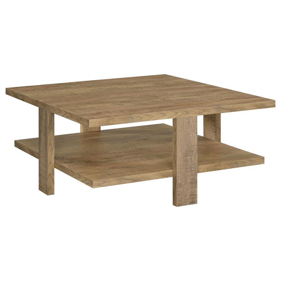 Coaster Fine Furniture - Dawn - Square Engineered Wood Coffee Table With Shelf - Mango - 5th Avenue Furniture